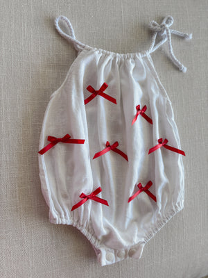 Amour Bow Linen Romper