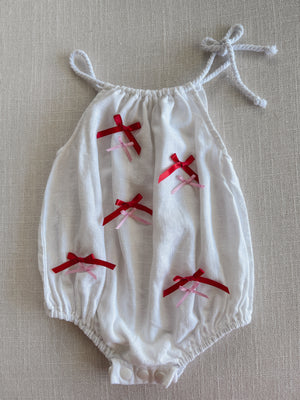 Amour Bow Linen Romper