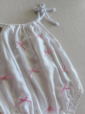 Amour Bow Linen Romper
