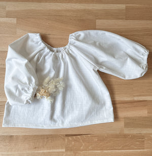 Balloon Sleeve Blouse - White Linen