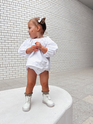 Balloon Sleeve Blouse - White Linen