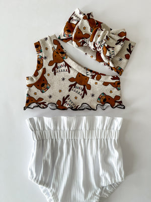 One Shoulder Crop Top - Reindeer