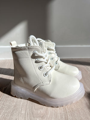 White Lace Up Boots/ Custom Daisy Painted Boots ONE SIZE 28 IN STOCK (AU10)