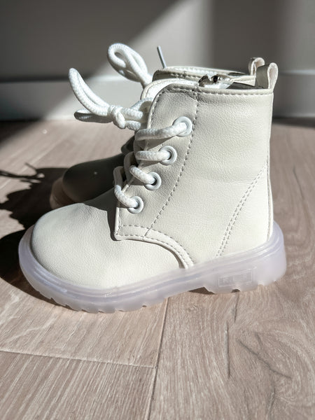 White Lace Up Boots/ Custom Daisy Painted Boots ONE SIZE 28 IN STOCK (AU10)